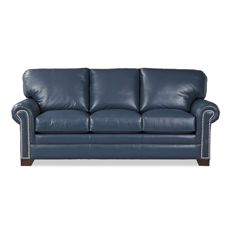 Navy blue deals leather sofa